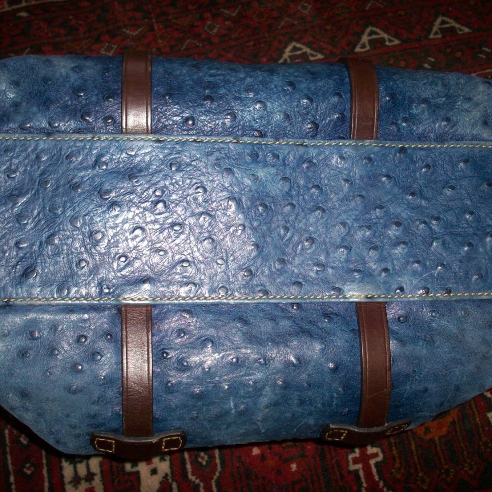 Dooney & Bourke Ostrich Skin Pebbled Leather bag Double Strap Barrel Purse, Fade - Picture 4 of 13